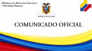 Comunicado oficial del Ecuador