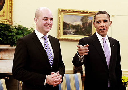 Fredrik Reinfeldt y Barack Obama